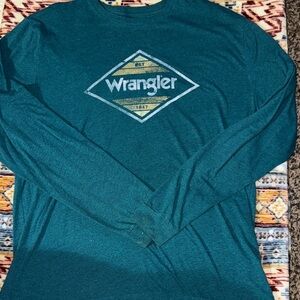Wrangler Teal Long Sleeve Shirt with Logo